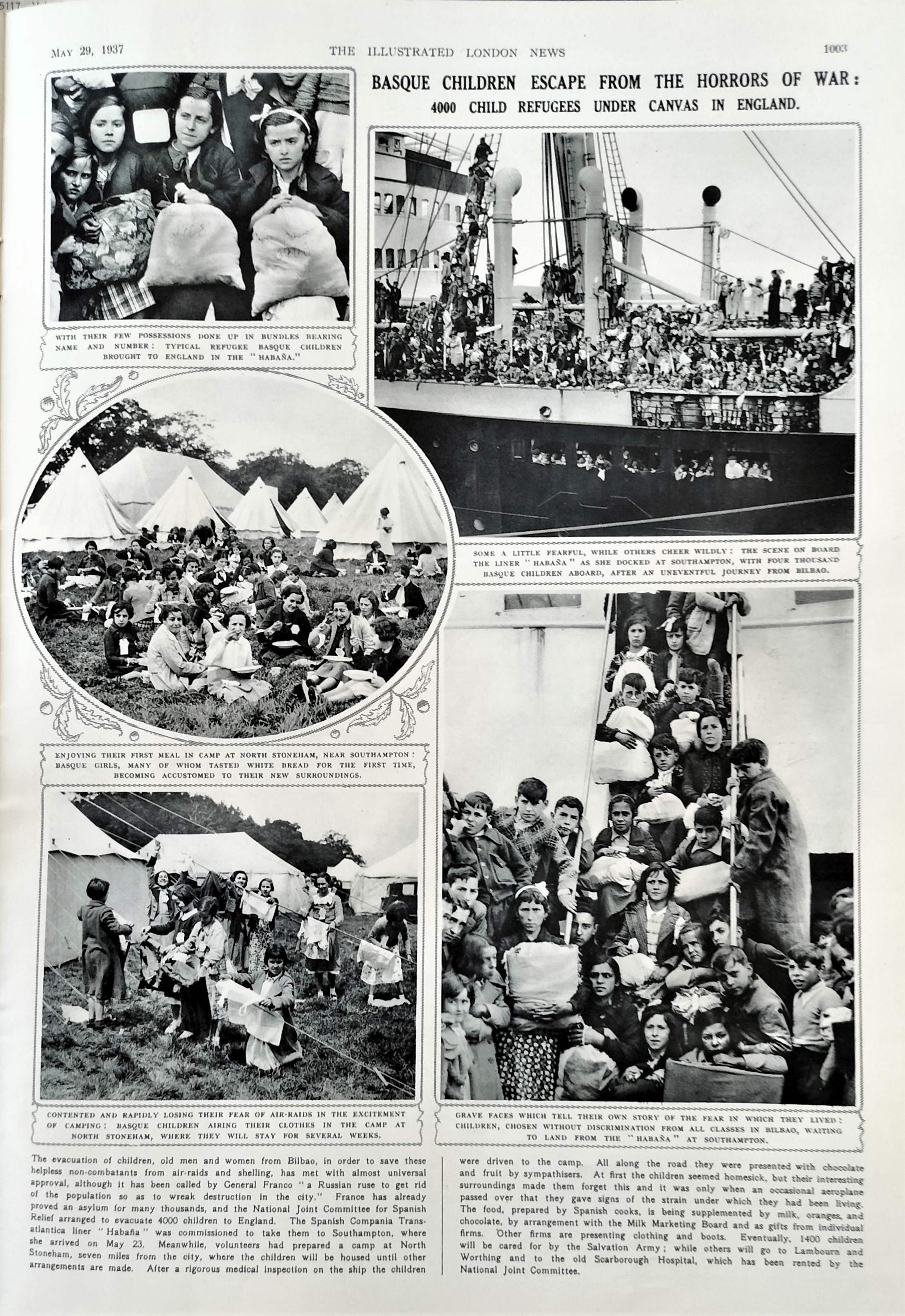 Basque children refugees from the spanish civil war